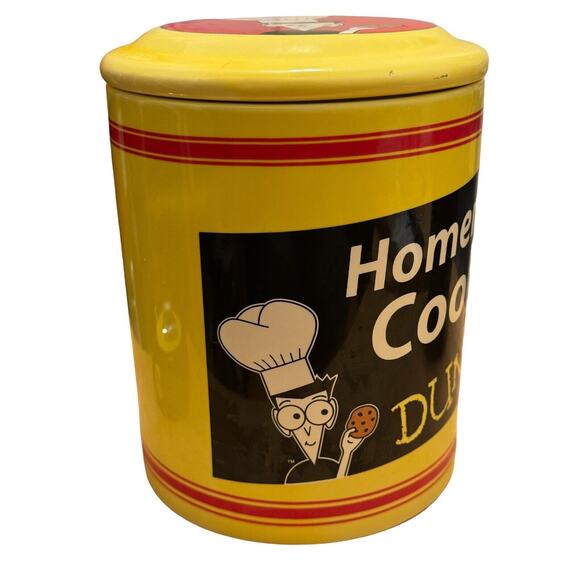 Homemade Cookies for Dummies Ceramic Cookie Jar Yellow & Red Canister - Picture 3 of 8